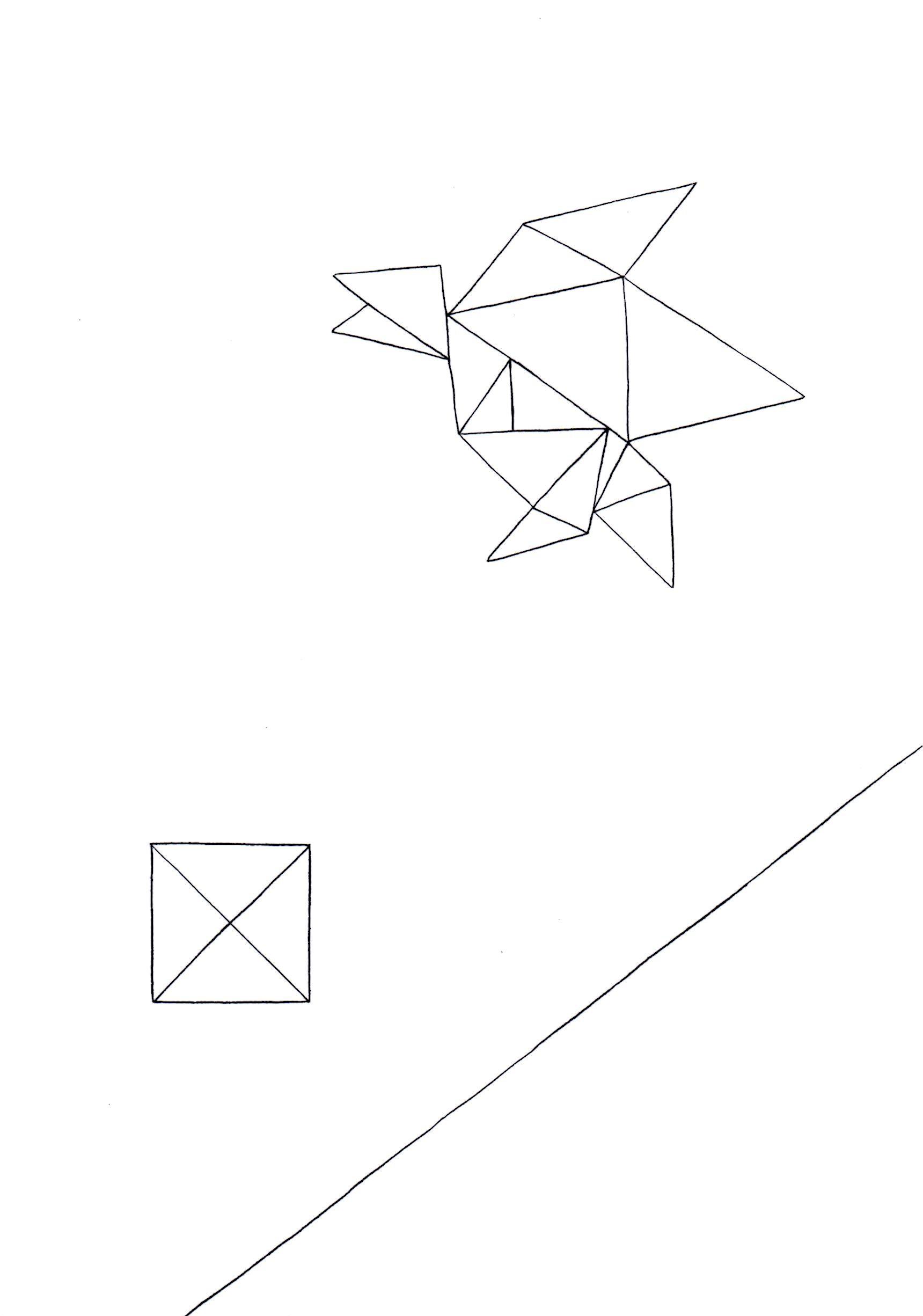 Čtverec, linie, pták I. (A5, 2012)